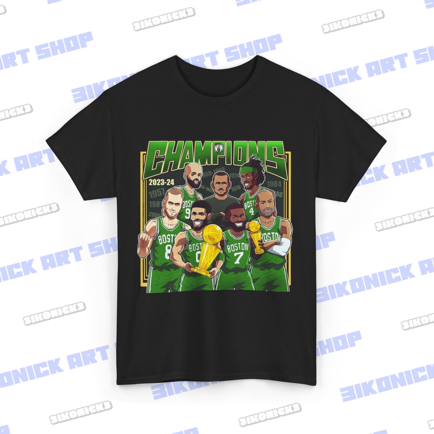 Front and Back Print 2024 Nba Champions Boston Celtics 18 T Shirt Tee Tshirt Gift for him Gift for her Unisex Heavy Cotton Tee Unisex