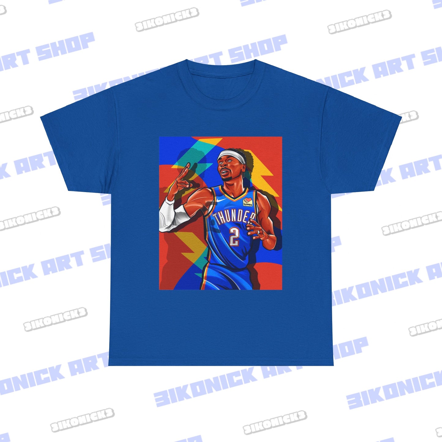 Oklahoma City Thunder Shai Gilgeous-Alexander T-Shirt | Available in White, Royal Blue, Black Unisex Heavy Cotton Tee