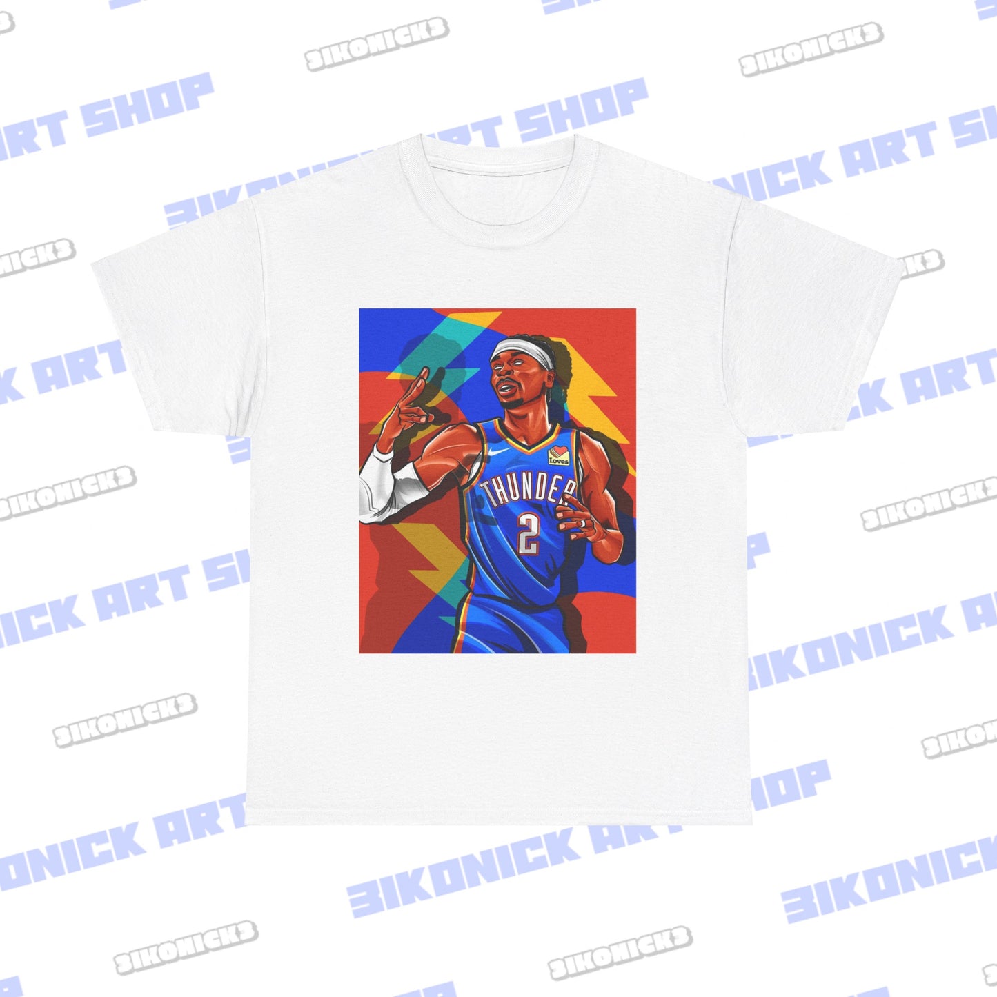 Oklahoma City Thunder Shai Gilgeous-Alexander T-Shirt | Available in White, Royal Blue, Black Unisex Heavy Cotton Tee
