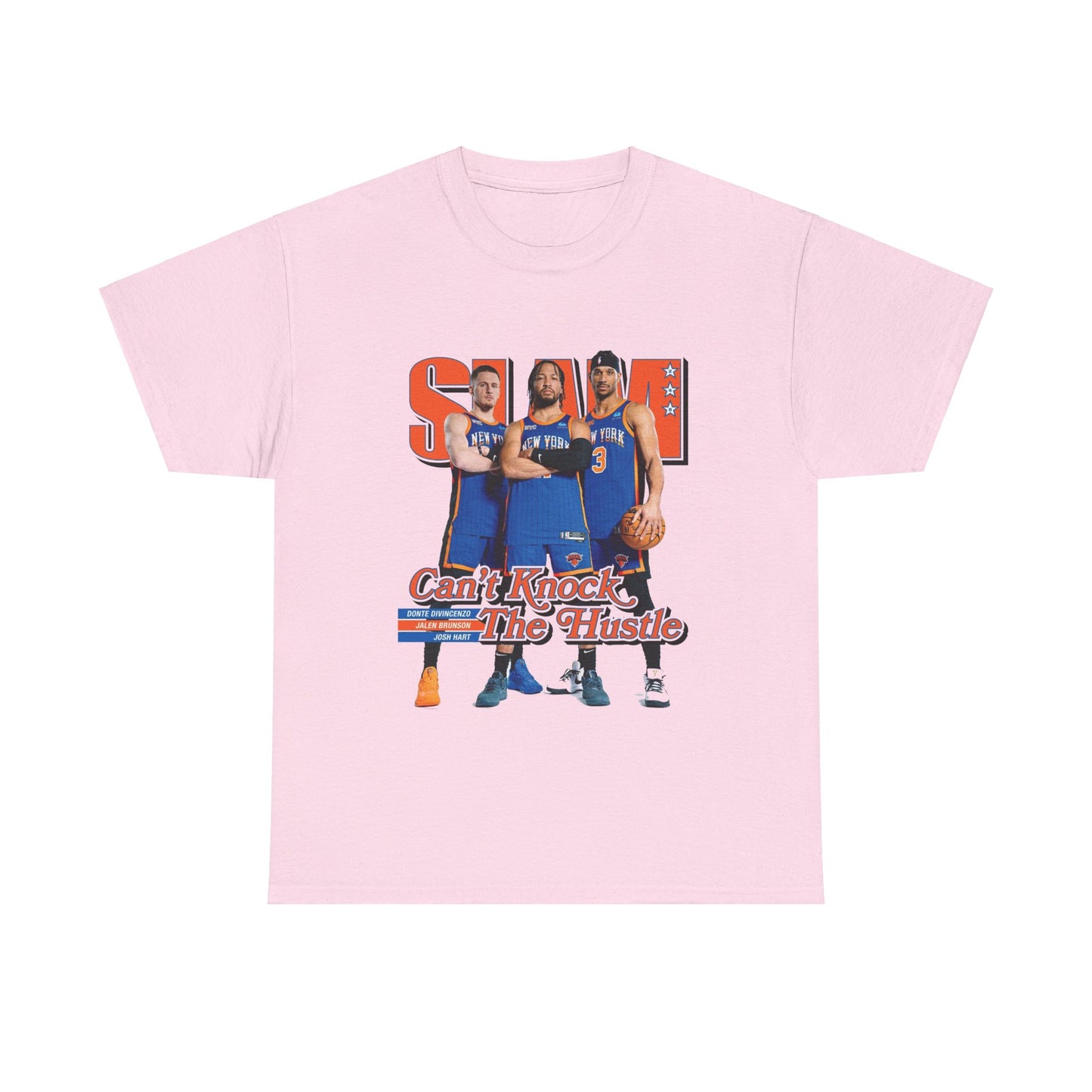 Orange Knicks Stars Trio - Jalen Brunson, Josh Hart, and Donte DiVincenzo Slam Magazine Cover T-Shirt