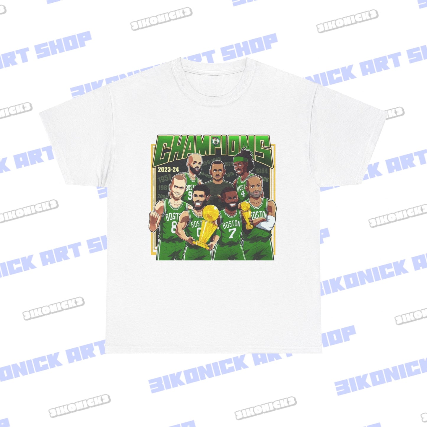 Front and Back Print 2024 Nba Champions Boston Celtics 18 T Shirt Tee Tshirt Gift for him Gift for her Unisex Heavy Cotton Tee Unisex