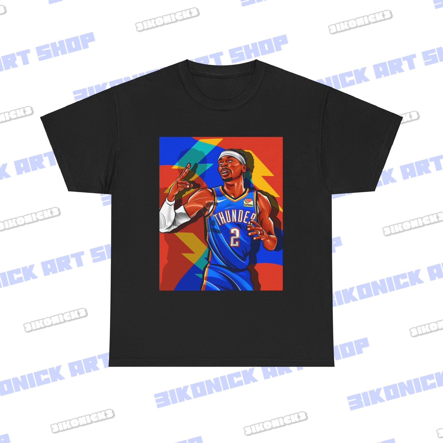 Oklahoma City Thunder Shai Gilgeous-Alexander T-Shirt | Available in White, Royal Blue, Black Unisex Heavy Cotton Tee