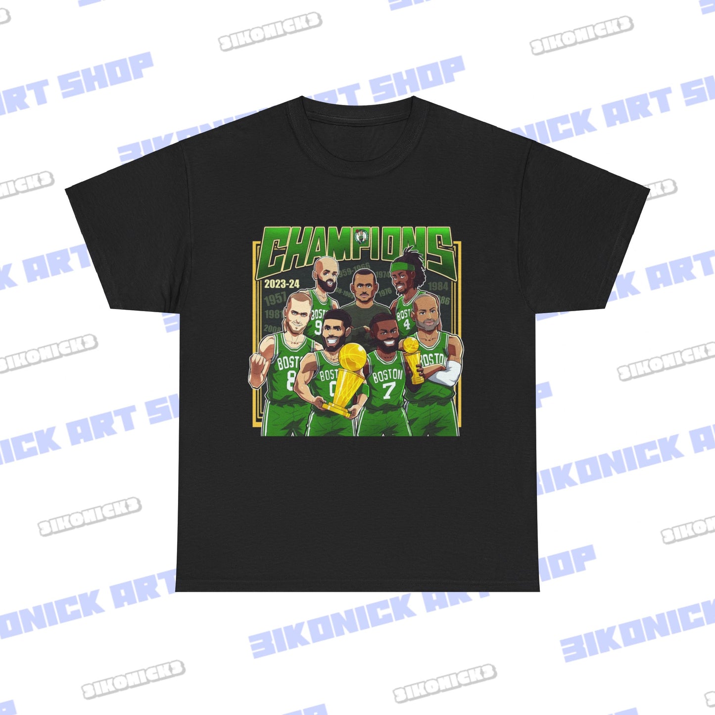 Front and Back Print 2024 Nba Champions Boston Celtics 18 T Shirt Tee Tshirt Gift for him Gift for her Unisex Heavy Cotton Tee Unisex