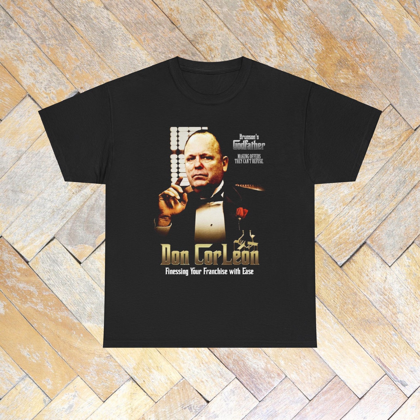 Leon Rose The Godfather New York Knicks T-Shirt Knicks President as The Godfather Jalen Brunson Nova Knicks Tee Black Only