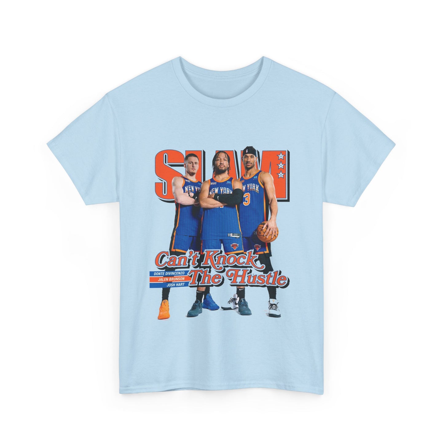 Orange Knicks Stars Trio - Jalen Brunson, Josh Hart, and Donte DiVincenzo Slam Magazine Cover T-Shirt