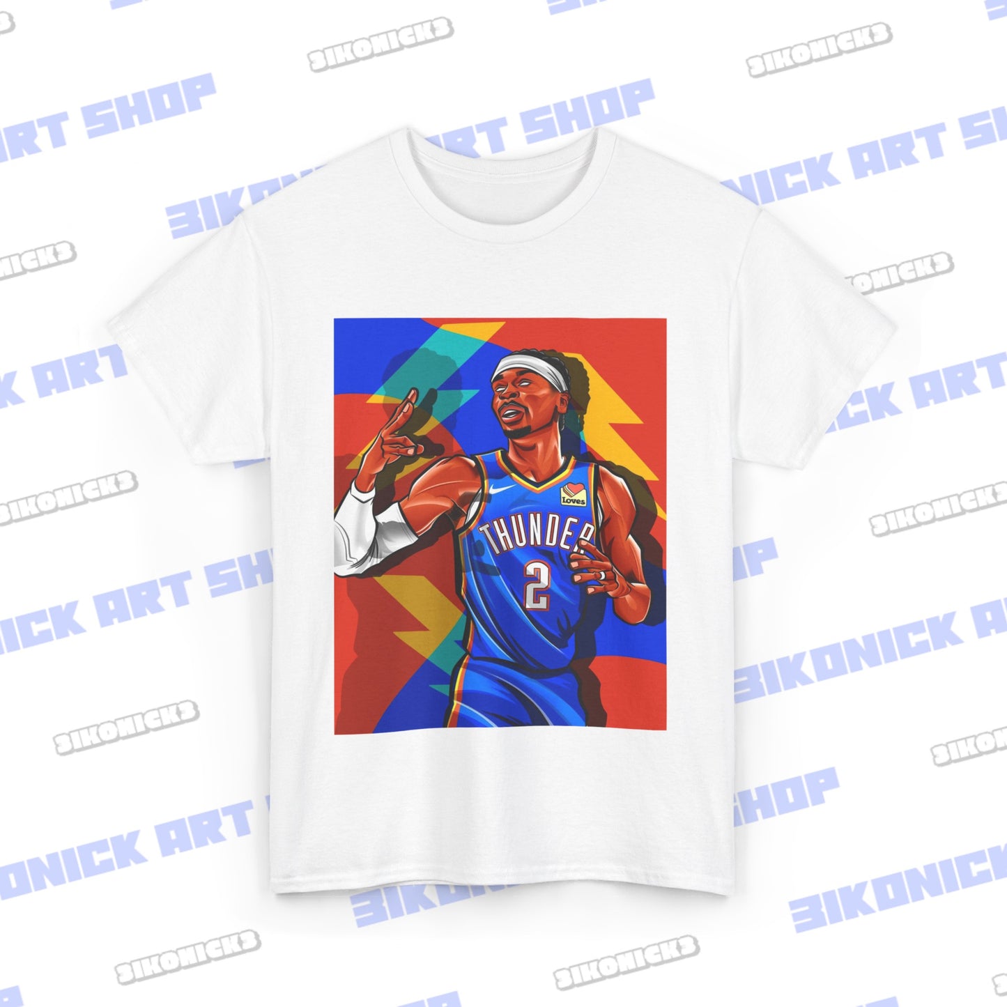 Oklahoma City Thunder Shai Gilgeous-Alexander T-Shirt | Available in White, Royal Blue, Black Unisex Heavy Cotton Tee