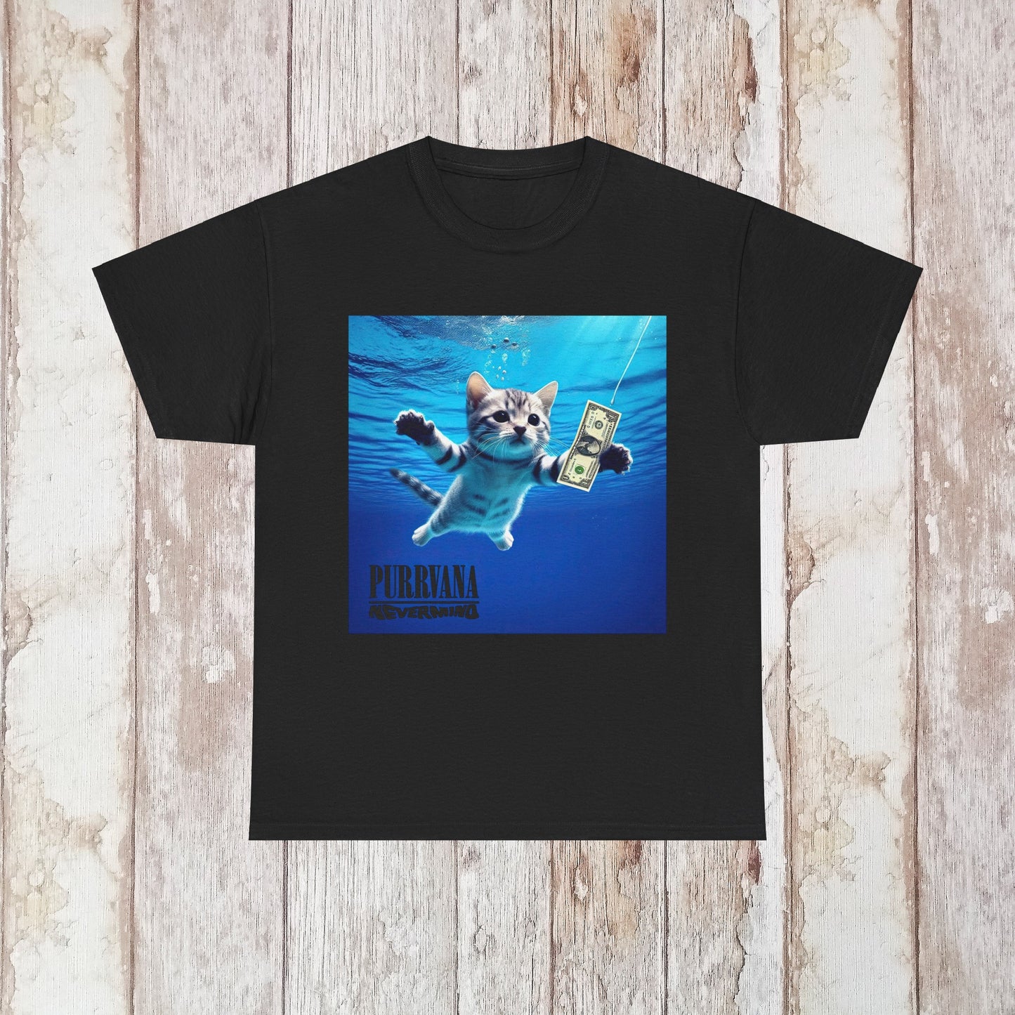 Purrvana Nirvana Parody T Shirt Tee Cat Lover Cat Mom Cats Unisex Heavy Cotton Tee