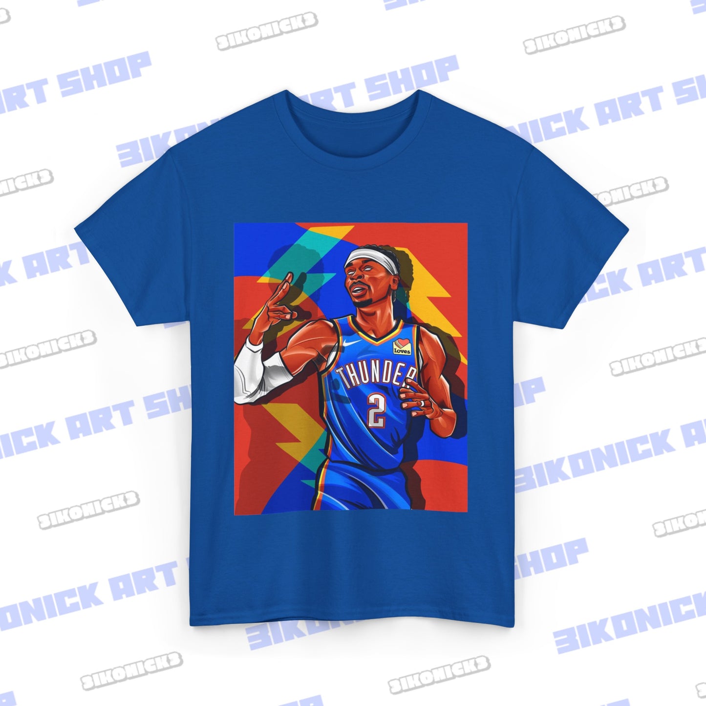 Oklahoma City Thunder Shai Gilgeous-Alexander T-Shirt | Available in White, Royal Blue, Black Unisex Heavy Cotton Tee