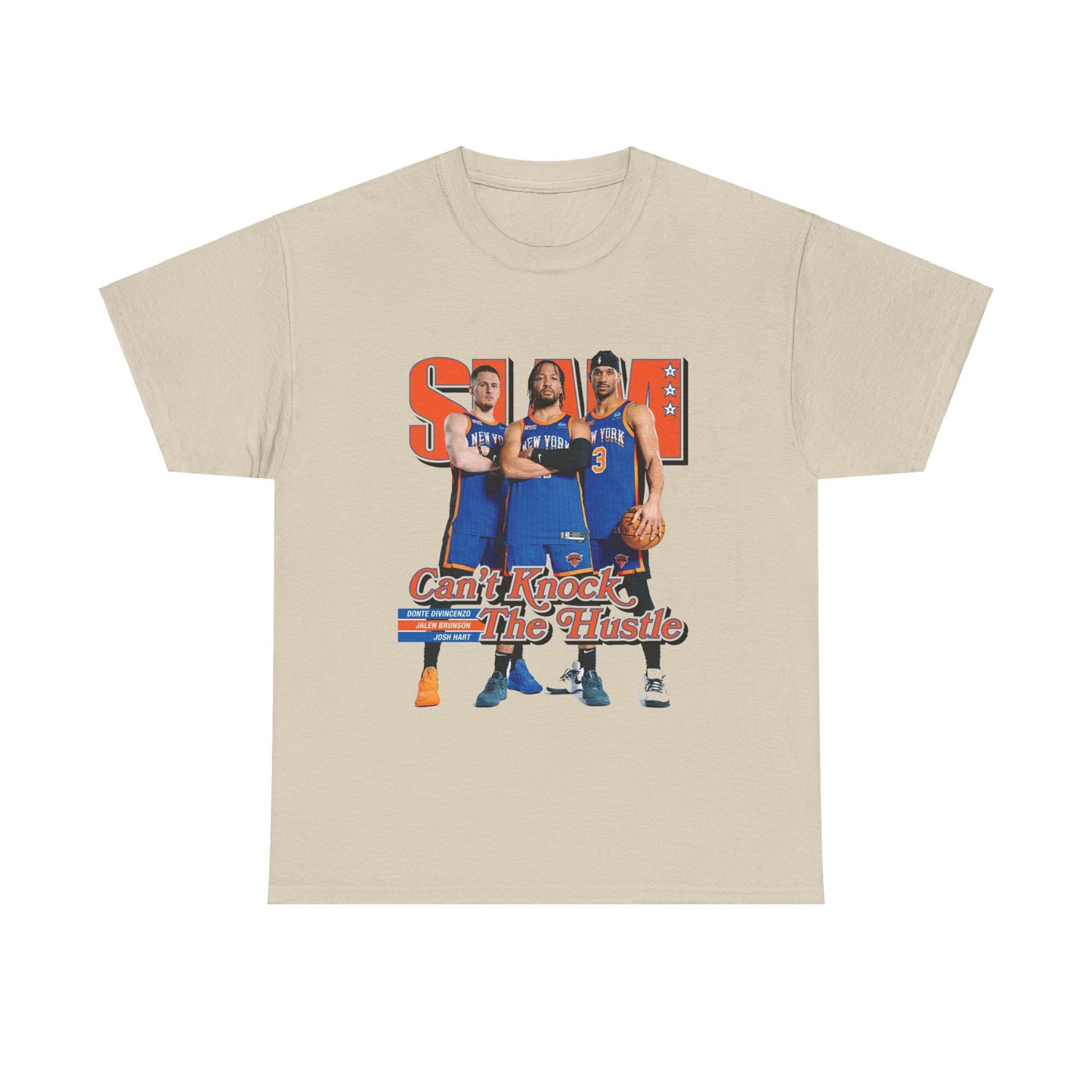 Orange Knicks Stars Trio - Jalen Brunson, Josh Hart, and Donte DiVincenzo Slam Magazine Cover T-Shirt