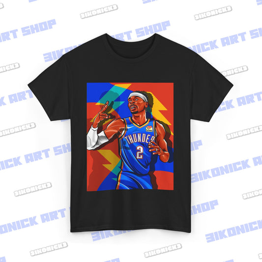 Oklahoma City Thunder Shai Gilgeous-Alexander T-Shirt | Available in White, Royal Blue, Black Unisex Heavy Cotton Tee