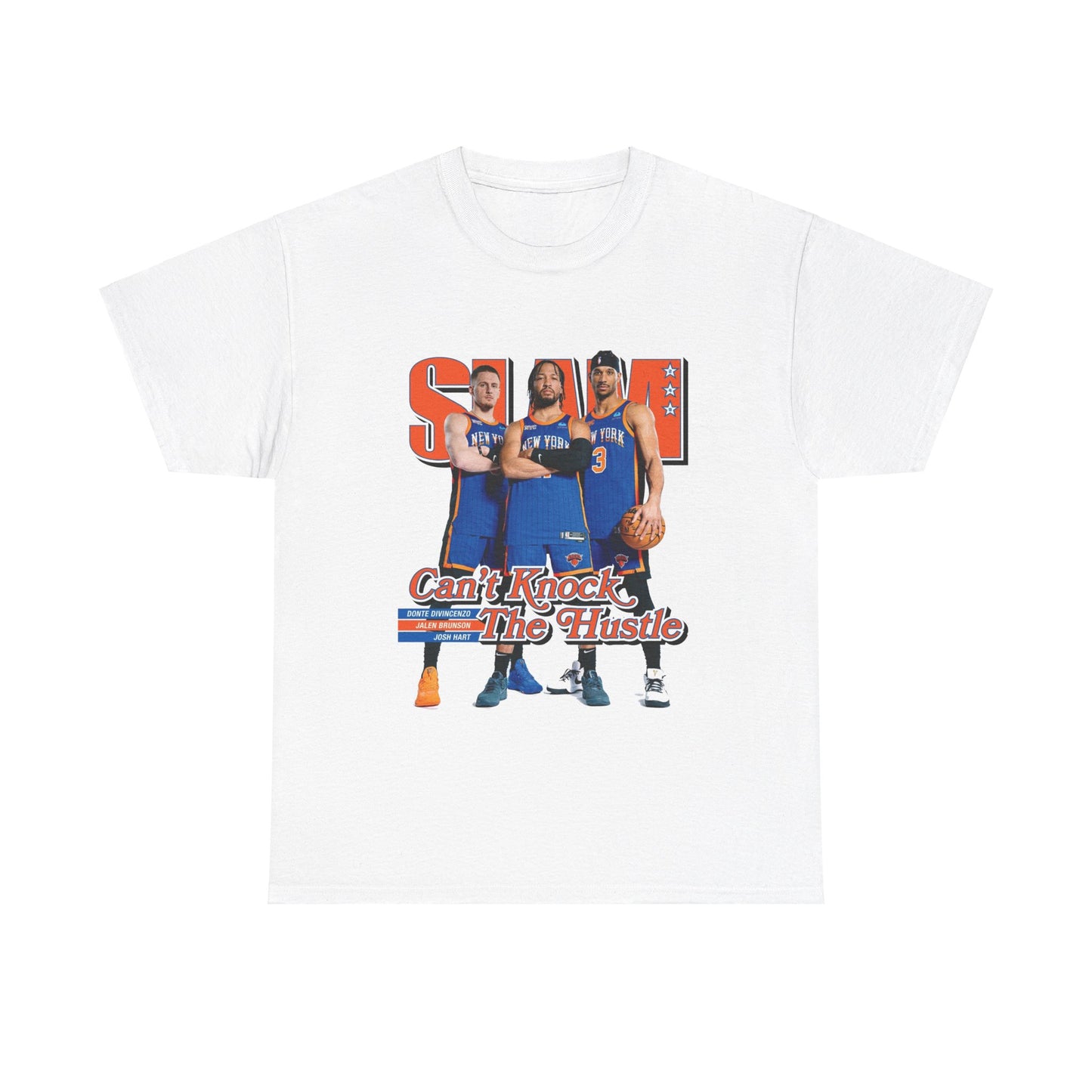 Orange Knicks Stars Trio - Jalen Brunson, Josh Hart, and Donte DiVincenzo Slam Magazine Cover T-Shirt