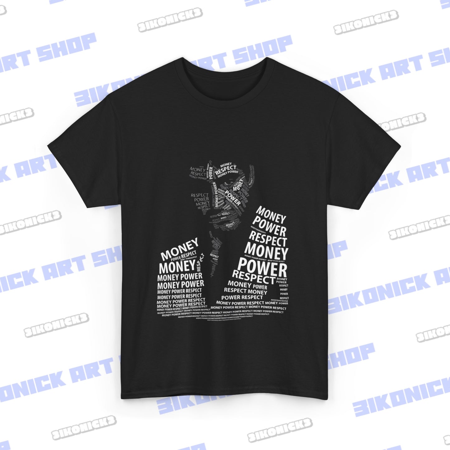 Scarface Typography T-Shirt Money Power Respect | Black Only Unisex Heavy Cotton Tee Movie