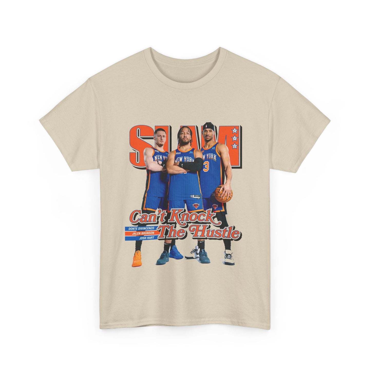 Orange Knicks Stars Trio - Jalen Brunson, Josh Hart, and Donte DiVincenzo Slam Magazine Cover T-Shirt