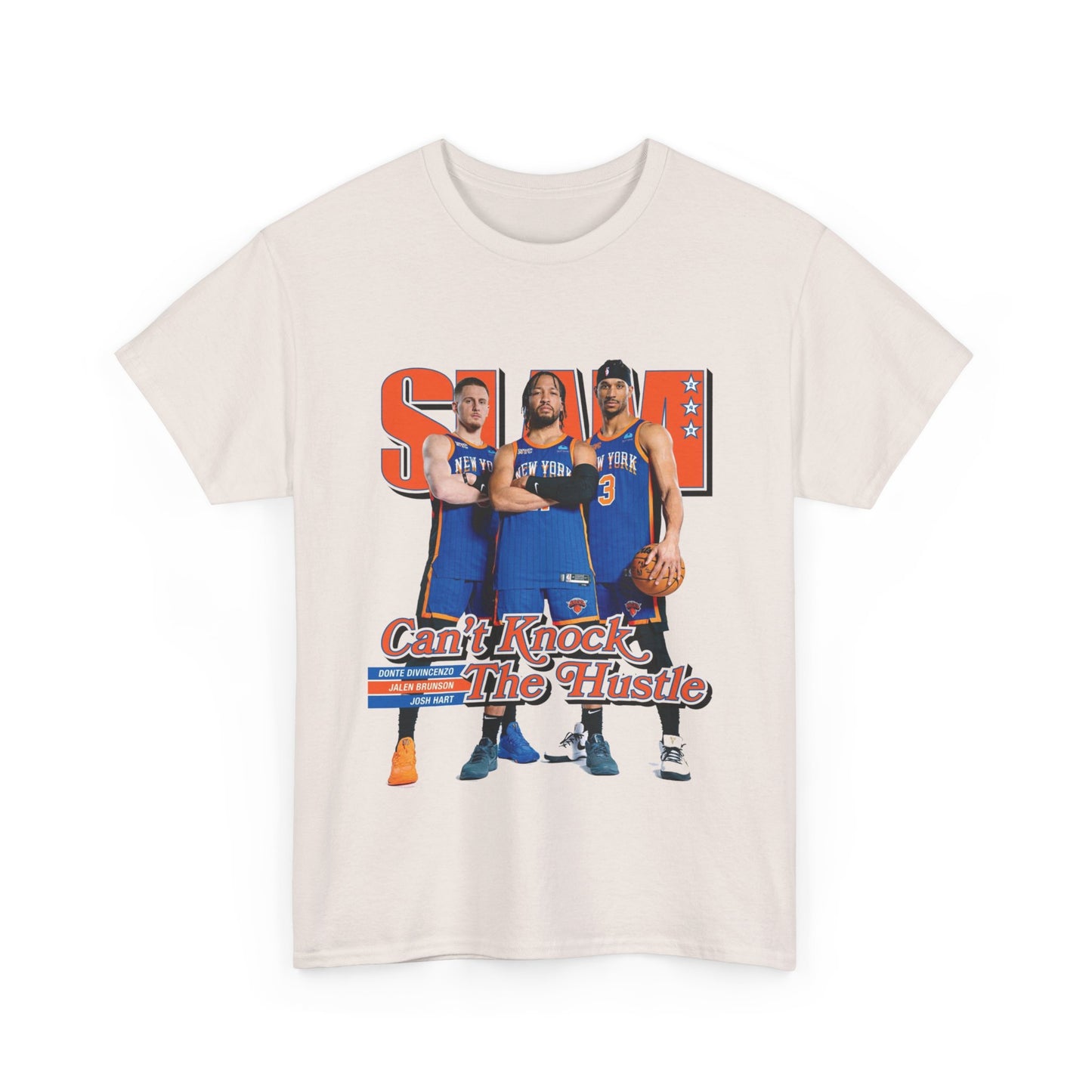 Orange Knicks Stars Trio - Jalen Brunson, Josh Hart, and Donte DiVincenzo Slam Magazine Cover T-Shirt