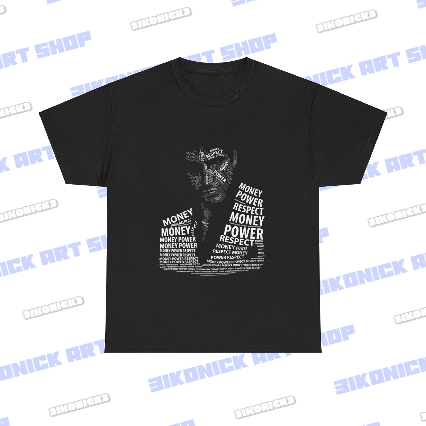 Scarface Typography T-Shirt Money Power Respect | Black Only Unisex Heavy Cotton Tee Movie