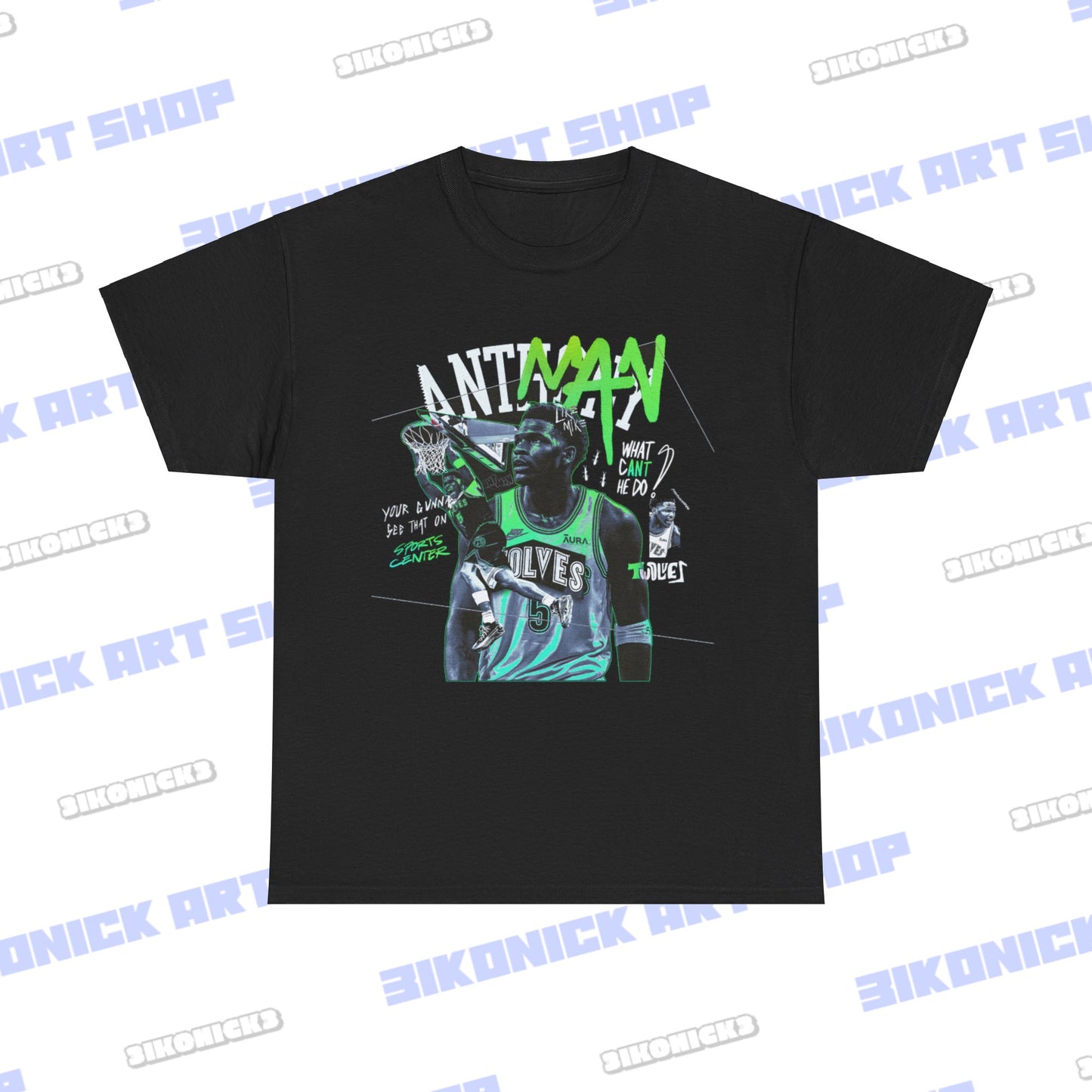 Minnesota Timberwolves Anthony Edwards T-Shirt | Available in White, Gray, Light Blue and Black Unisex Heavy Cotton Tee