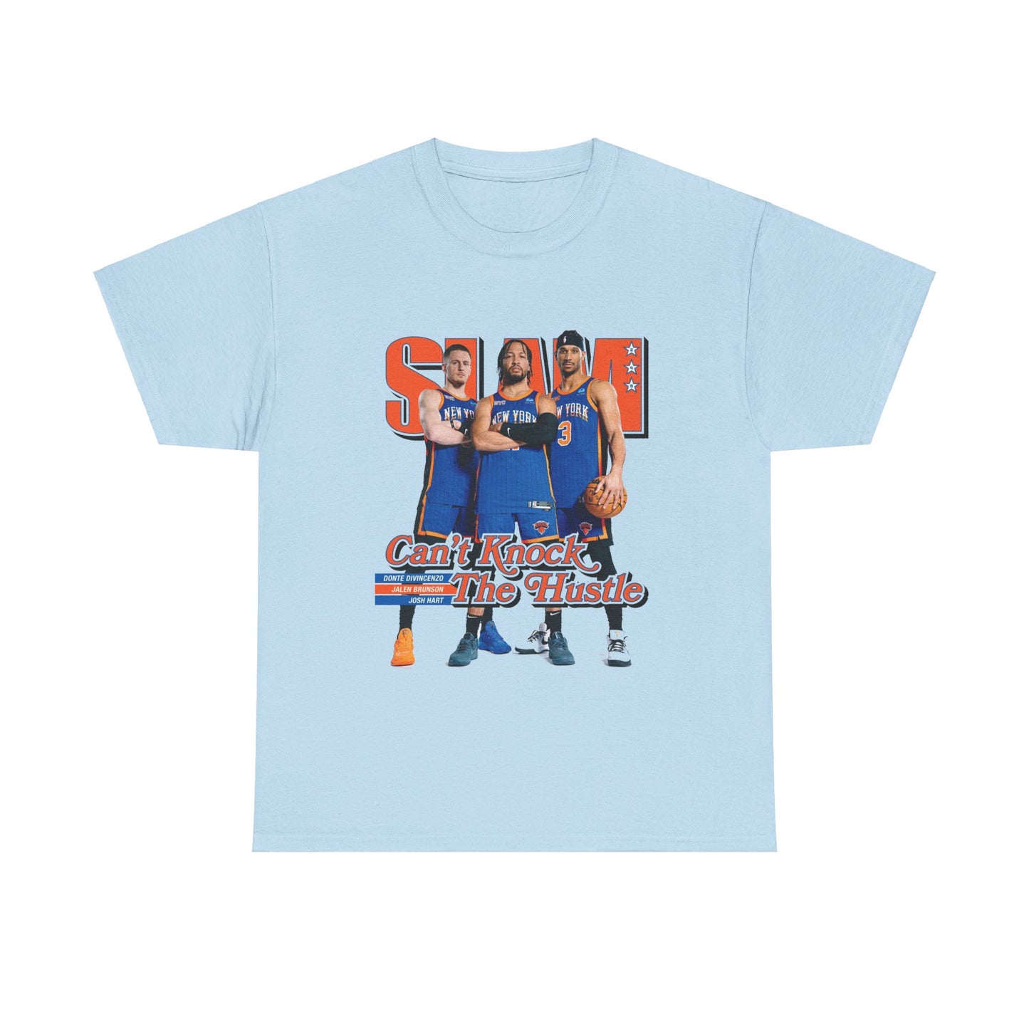 Orange Knicks Stars Trio - Jalen Brunson, Josh Hart, and Donte DiVincenzo Slam Magazine Cover T-Shirt