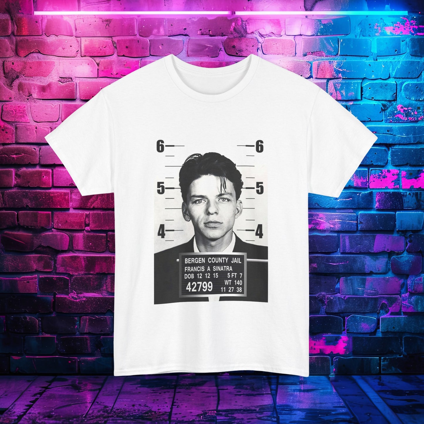 Frank Sinatra Mugshot: Unisex Cotton Tee Memorabilia Iconic