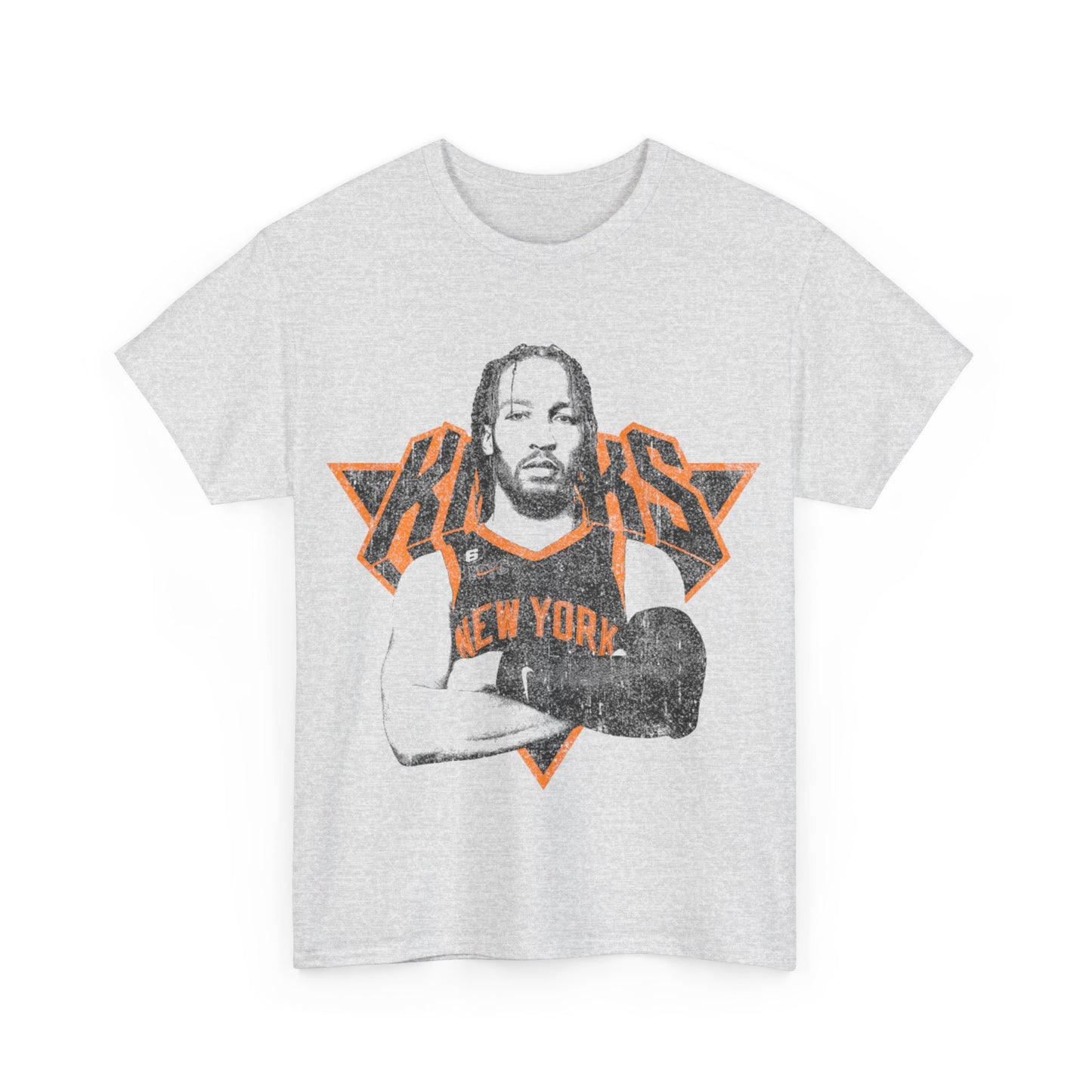 New York Knicks Jalen Brunson T Shirt Unisex Heavy Cotton Tee White Ash Ice Grey