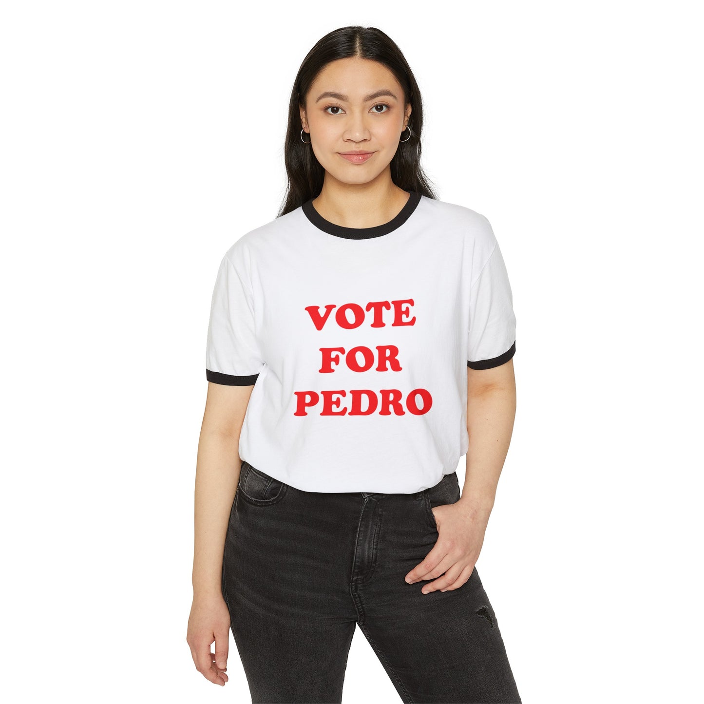 Vote For Pedro Unisex Ringer T-Shirt Napoleon Dynamite Gift Tee, Vote For Pedro, Cool T-Shirt, Caption Shirt, Funny Quote Tshirt, Meme