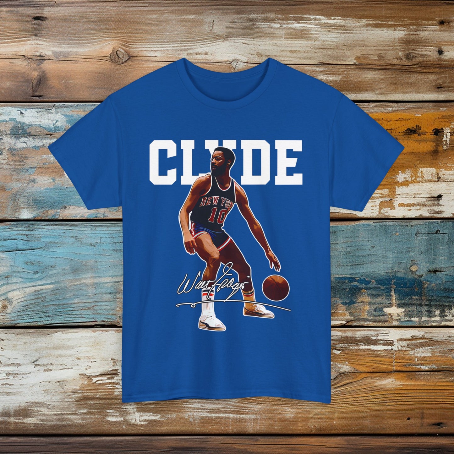 Clyde Frazier New York Knicks NBA Tee Shirt Knicks 70s Walt Frazier Legend