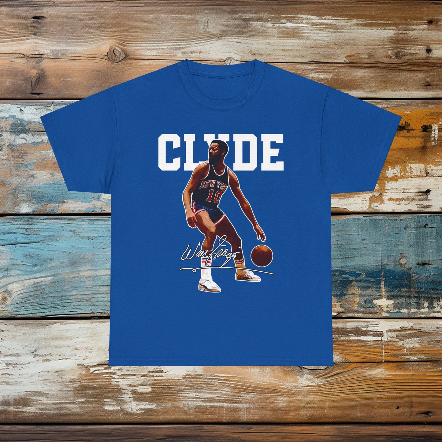 Clyde Frazier New York Knicks NBA Tee Shirt Knicks 70s Walt Frazier Legend