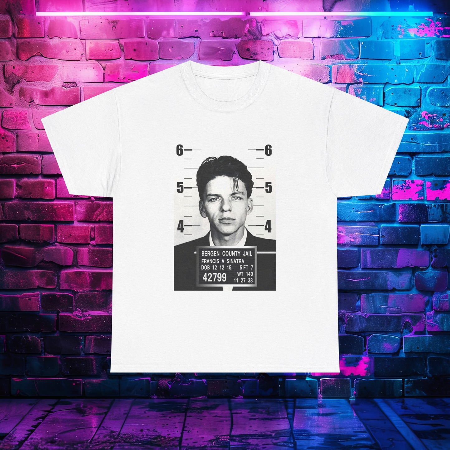 Frank Sinatra Mugshot: Unisex Cotton Tee Memorabilia Iconic