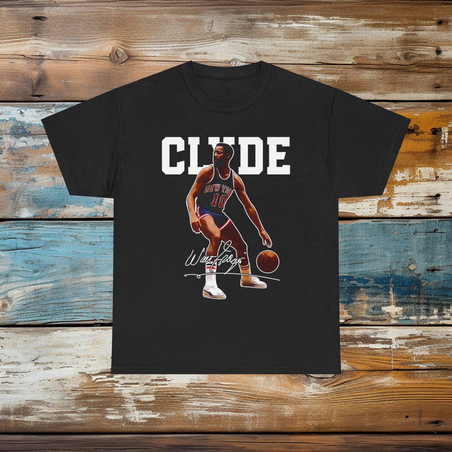 Clyde Frazier New York Knicks NBA Tee Shirt Knicks 70s Walt Frazier Legend