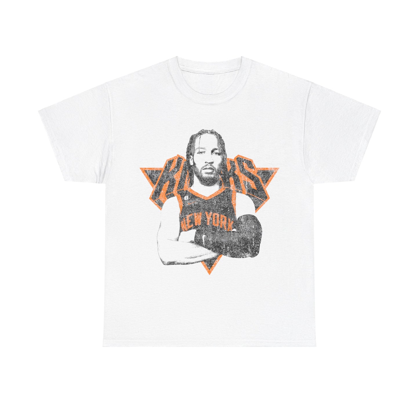 New York Knicks Jalen Brunson T Shirt Unisex Heavy Cotton Tee White Ash Ice Grey