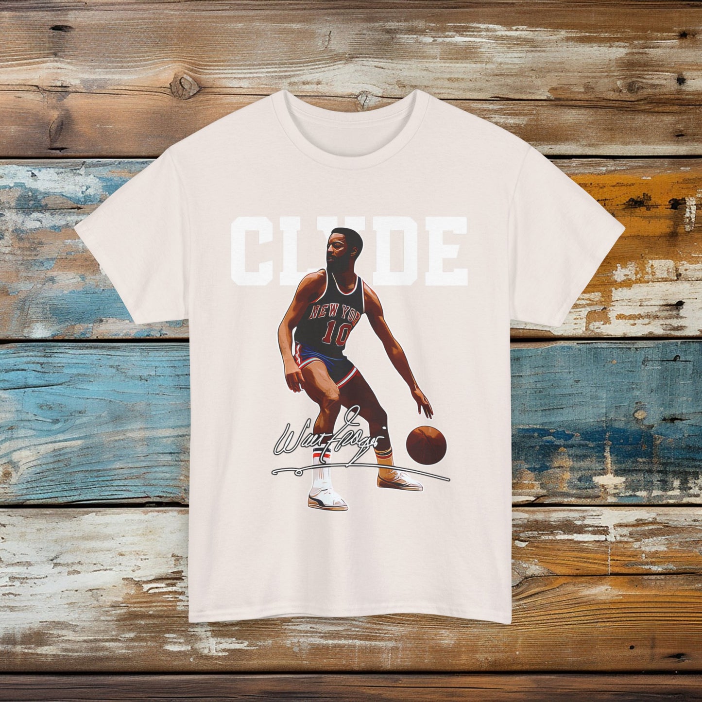 Clyde Frazier New York Knicks NBA Tee Shirt Knicks 70s Walt Frazier Legend