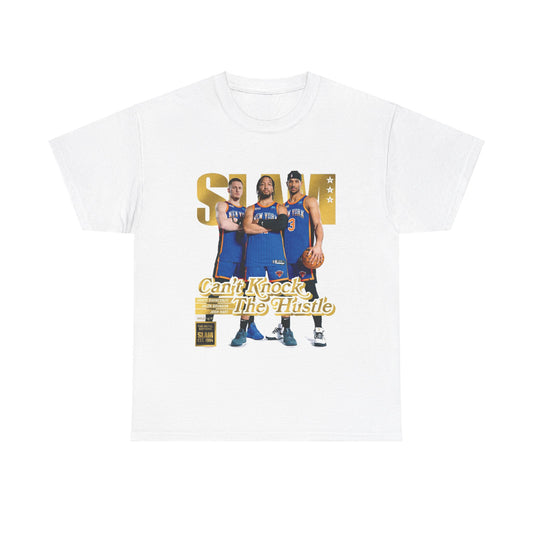 Gold Knicks Stars Trio - Jalen Brunson, Josh Hart, and Donte DiVincenzo Slam Magazine Cover style T-Shirt