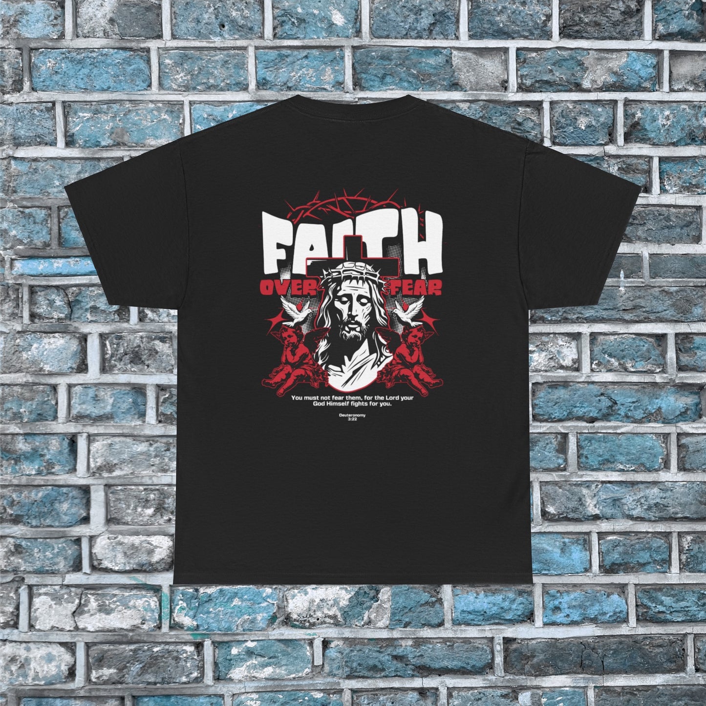 Faith Over Fear Tshirt Jesus Mens Womens Youth Unisex Heavy Cotton Tee