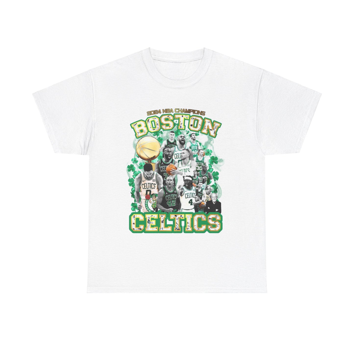 Celebrate Victory with the 2024 NBA Champions Boston Celtics Team T-Shirt in White Nba Champs Unisex White Tee