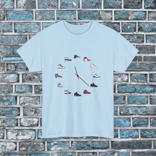 Retro Sneakers Clock T Shirt Unisex Heavy Cotton Tee Classic Vintage 80s 90s Collection