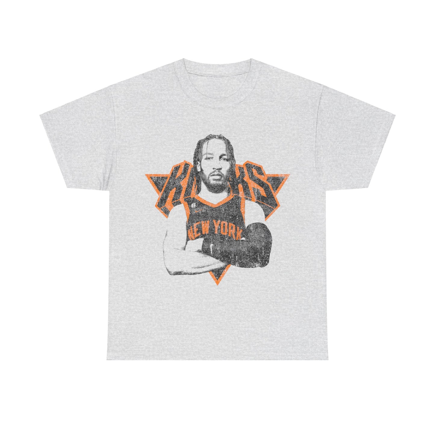 New York Knicks Jalen Brunson T Shirt Unisex Heavy Cotton Tee White Ash Ice Grey