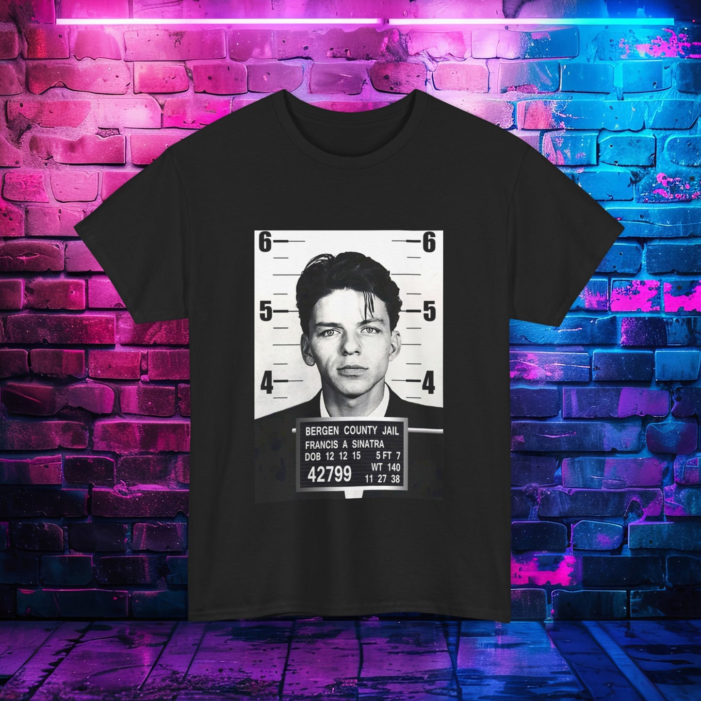 Frank Sinatra Mugshot: Unisex Cotton Tee Memorabilia Iconic