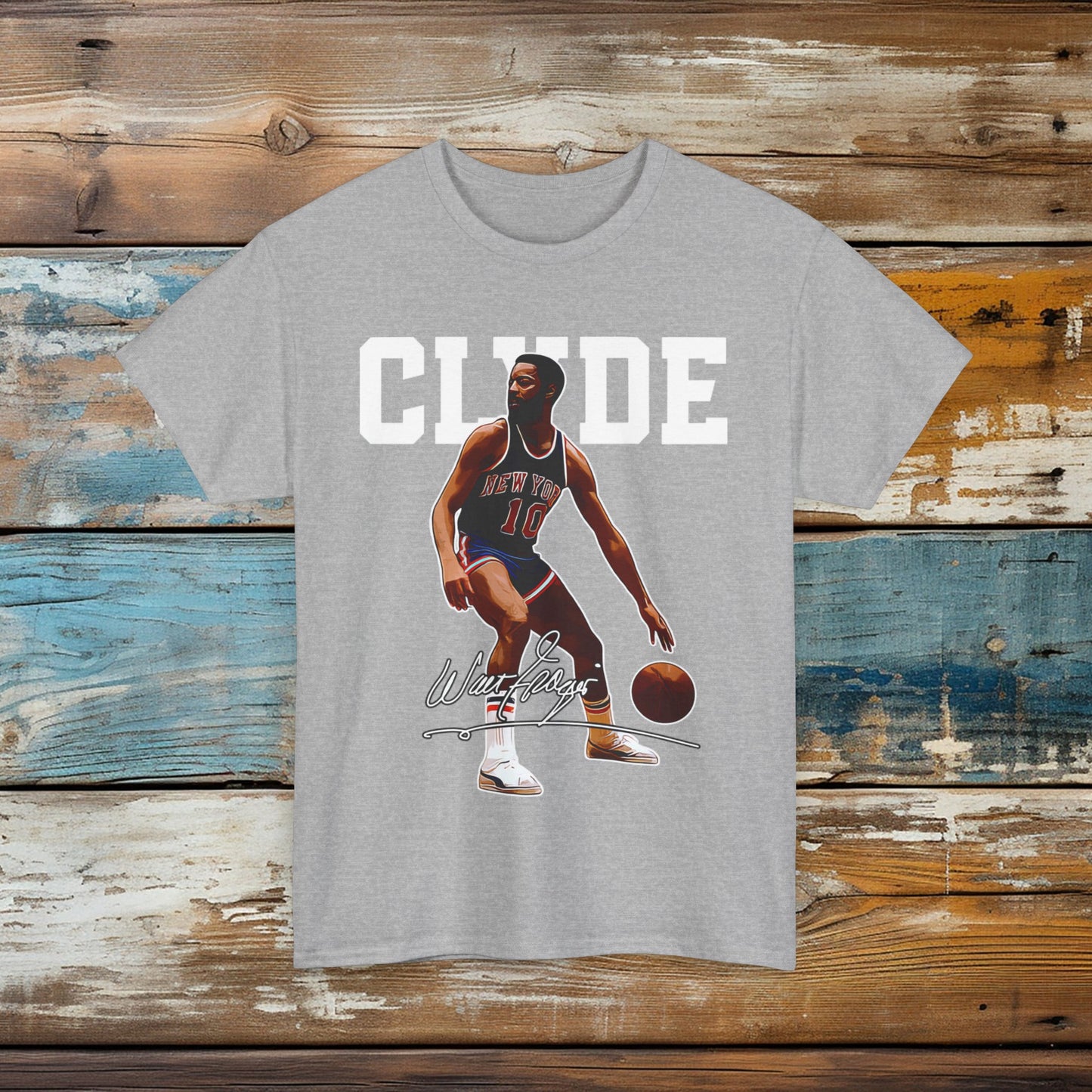 Clyde Frazier New York Knicks NBA Tee Shirt Knicks 70s Walt Frazier Legend