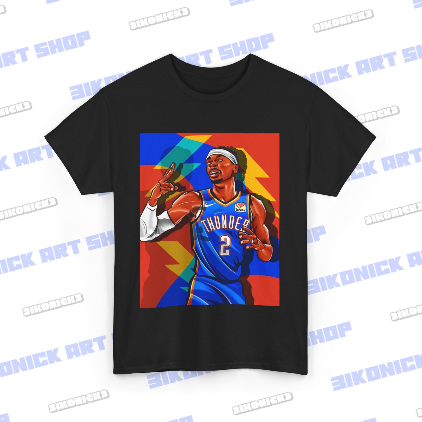 Oklahoma City Thunder Shai Gilgeous-Alexander T-Shirt | Available in White, Royal Blue, Black Unisex Heavy Cotton Tee