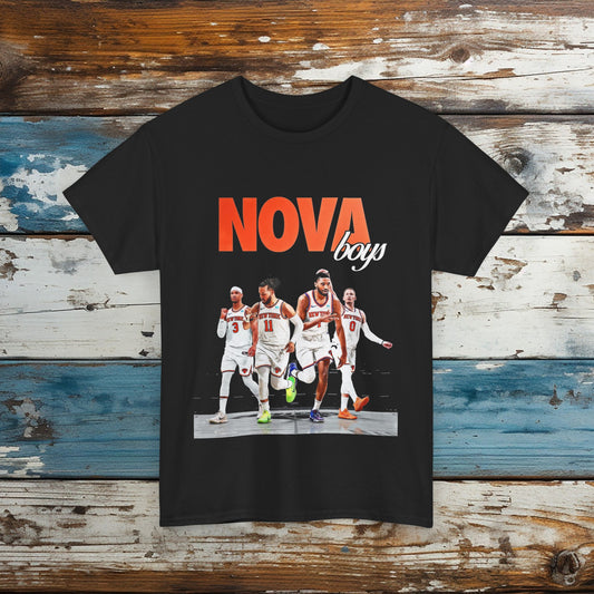 Nova Boys New York Knicks Jalen Brunson Mikal Bridges Donte Divincenzo Josh Hart Unisex Heavy Cotton Tee Knicks Merch T Shirt Birthday Gift