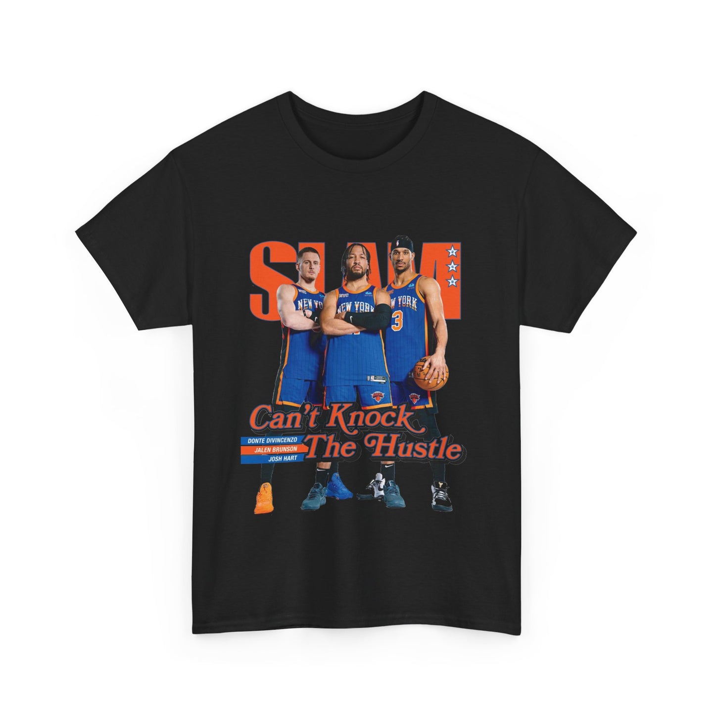 Orange Knicks Stars Trio - Jalen Brunson, Josh Hart, and Donte DiVincenzo Slam Magazine Cover T-Shirt