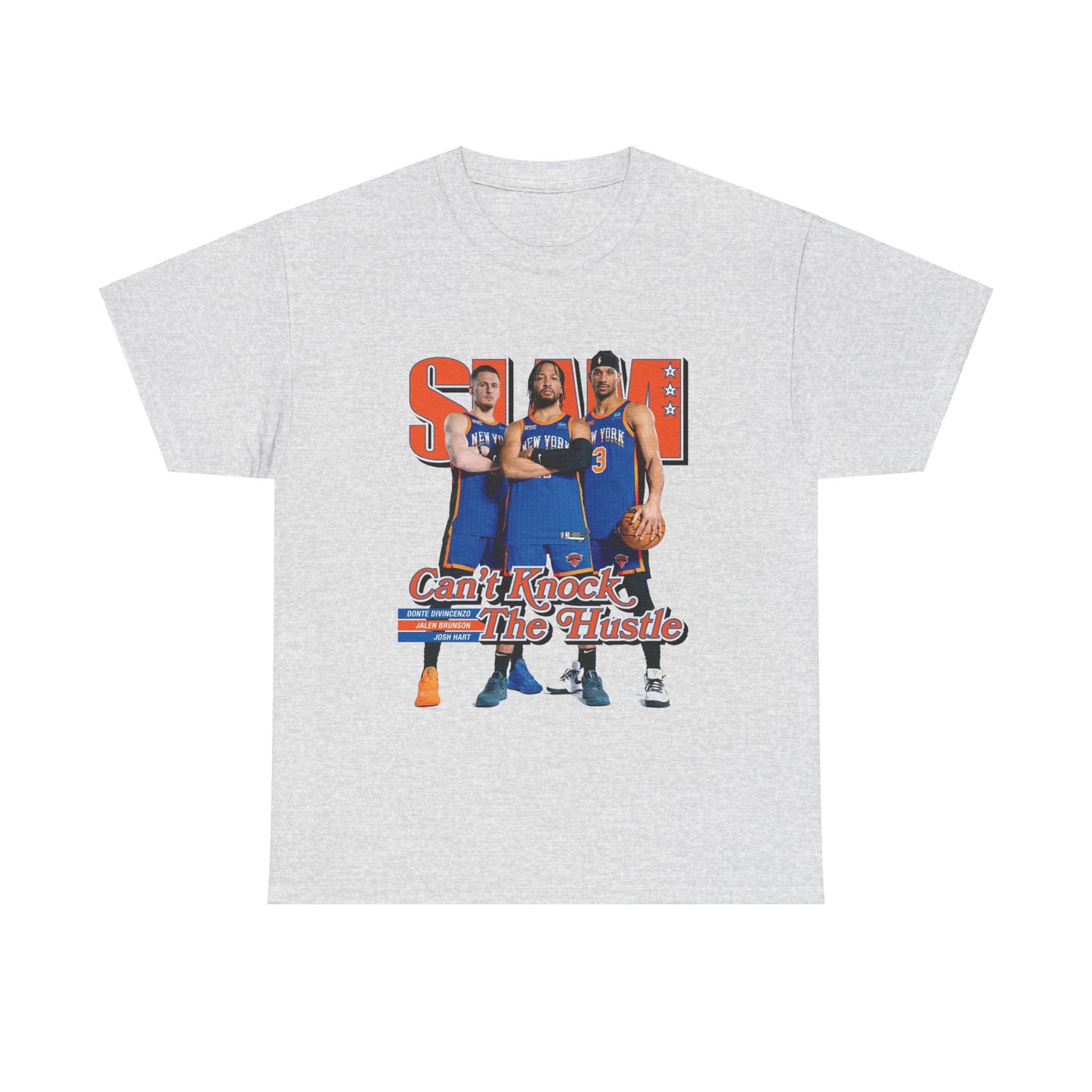 Orange Knicks Stars Trio - Jalen Brunson, Josh Hart, and Donte DiVincenzo Slam Magazine Cover T-Shirt