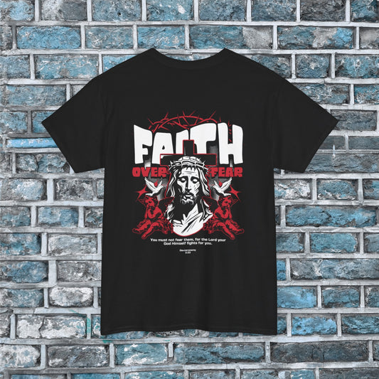 Faith Over Fear Tshirt Jesus Mens Womens Youth Unisex Heavy Cotton Tee