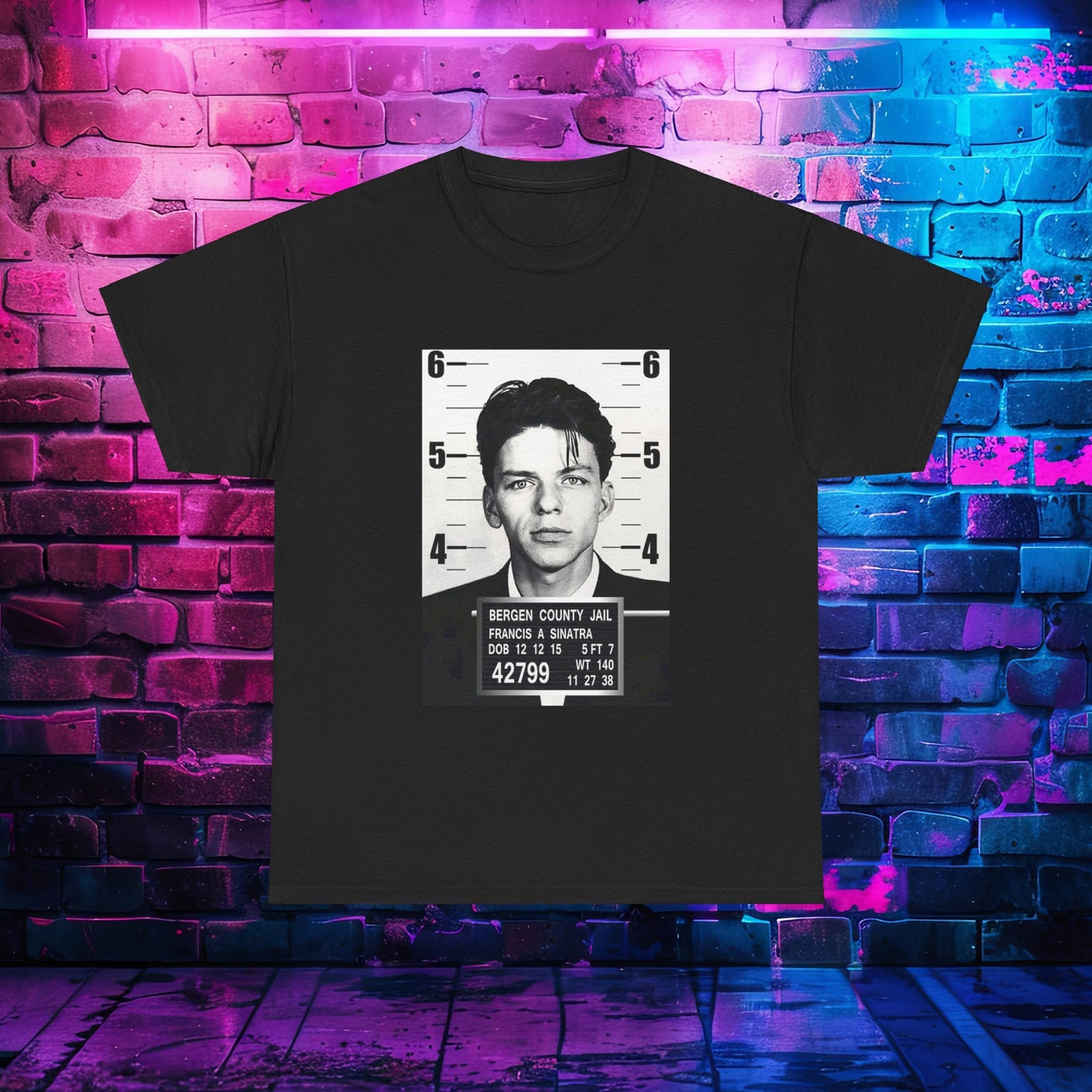 Frank Sinatra Mugshot: Unisex Cotton Tee Memorabilia Iconic