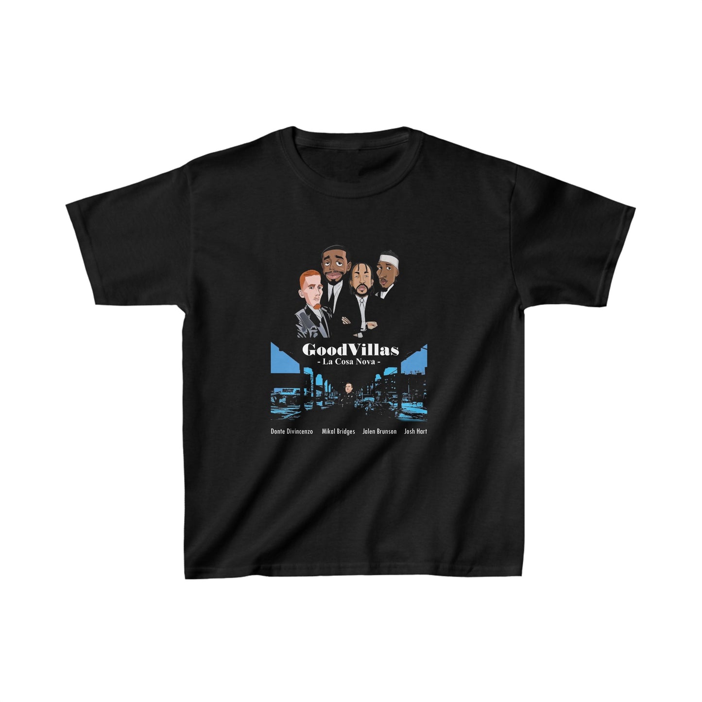 Kids New Goodvillas New York Knicks T-Shirt - Goodfellas Movie Parody | Jalen Brunson, Mikal Bridges Donte DiVincenzo Josh Hart Reunion Tee