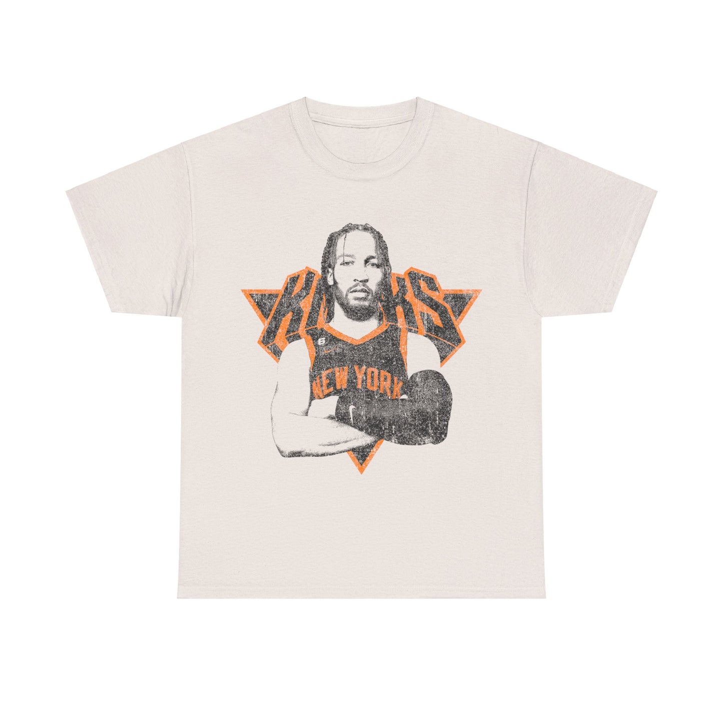 New York Knicks Jalen Brunson T Shirt Unisex Heavy Cotton Tee White Ash Ice Grey